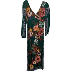 Anthropologie Farm Rio Maxi Dre’s XXS Green Floral Boho